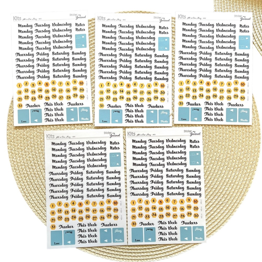 NEW-Week and date journal sticker sheets